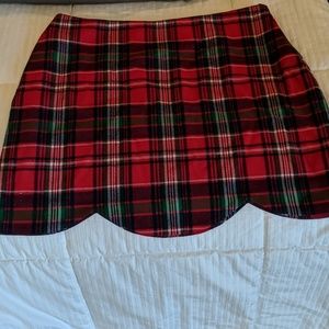 Vineyard Vines Plaid Wool Scalloped Mini Skirt